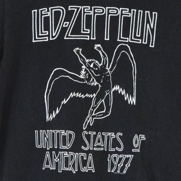 LED ZEPPLIN Black Graphic Print Icarus 1977 US Concert Tour Band Tee | Size S - Picture 4 of 8